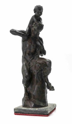 Satyr and Baby - Sculpture by Aurelio Mistruzzi - 1980