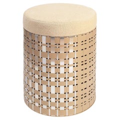 Aurelius 40 Cylindrical Champagne Aluminum Pouf by Splot Design