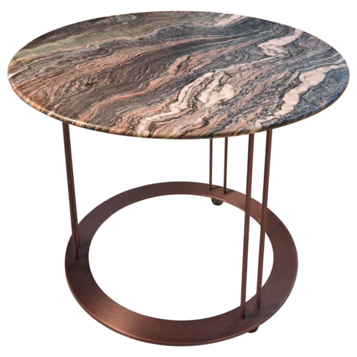 Aureola Coffee Table with Red Luana Marble Top For Sale