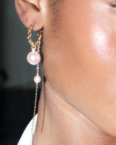 Auréole Gold-Plated Hoop Earrings with Blush Pink Swarovski Pearls