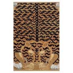 "Aureus" Modern Animal Golden Tan With Black Handmade Rug by Doris Leslie Blau