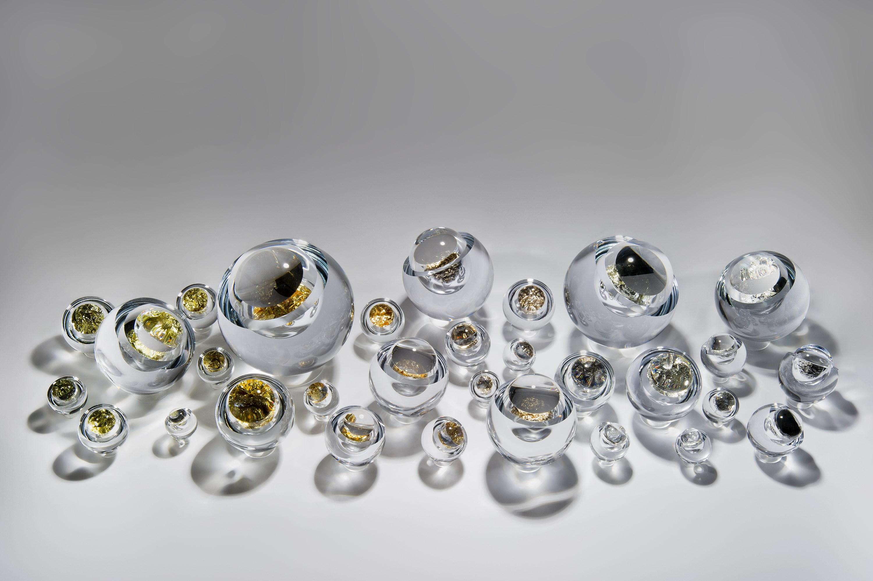 Contemporary Auri No 30 with Platinum, an Optical Orb Glass Sculpture by Anthony Scala For Sale