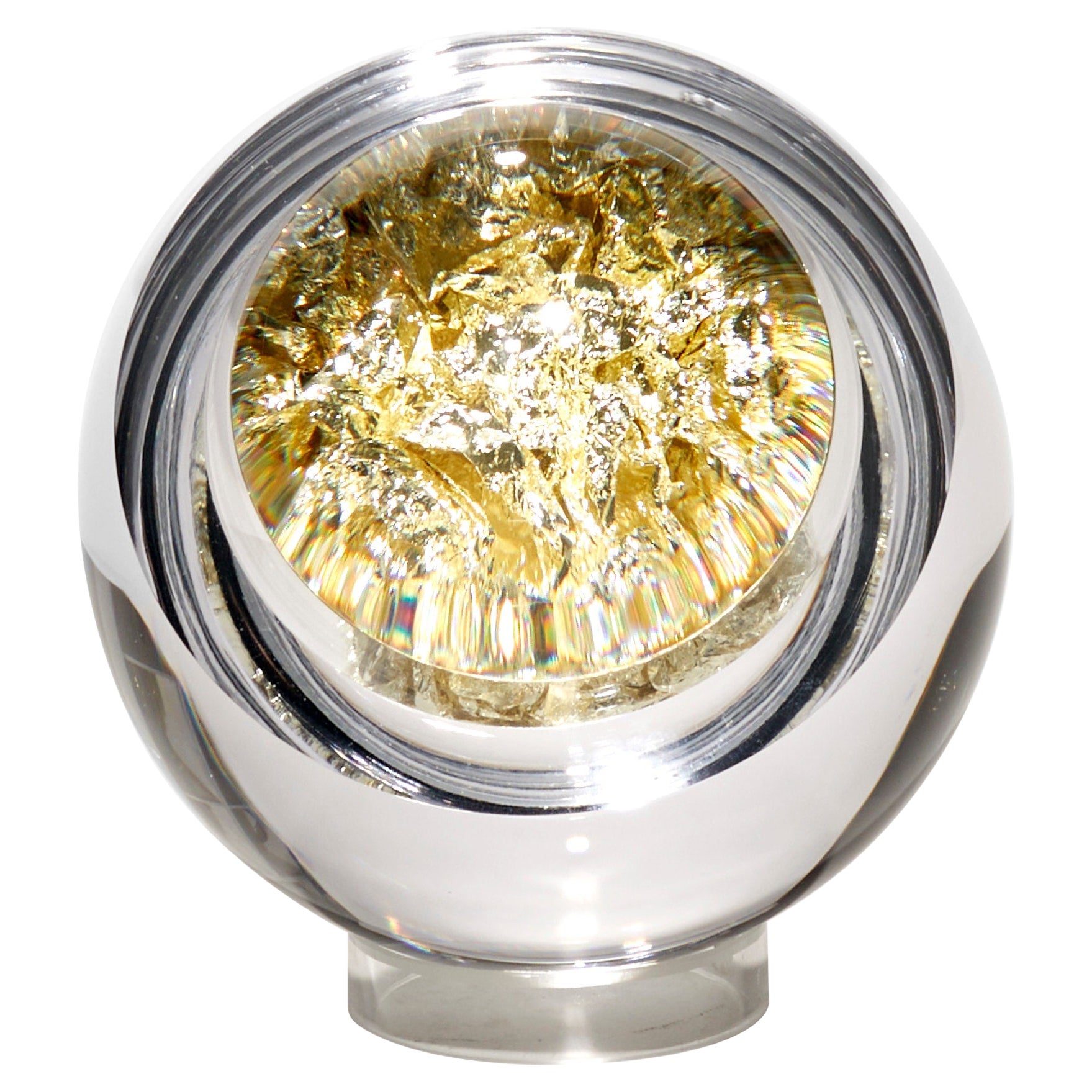 Auri C con oro limón de 16,9 ct, escultura de vidrio óptico y oro de Anthony Scala en venta