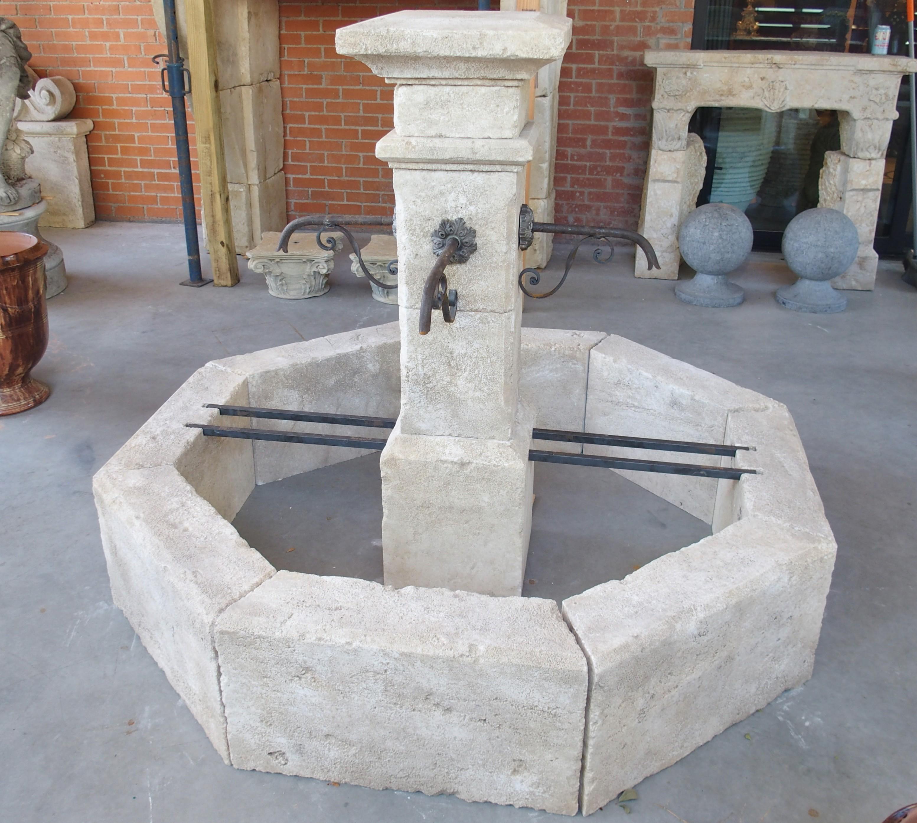 Auriol French Limestone Octagonal Center Fountain from Provence For Sale 6