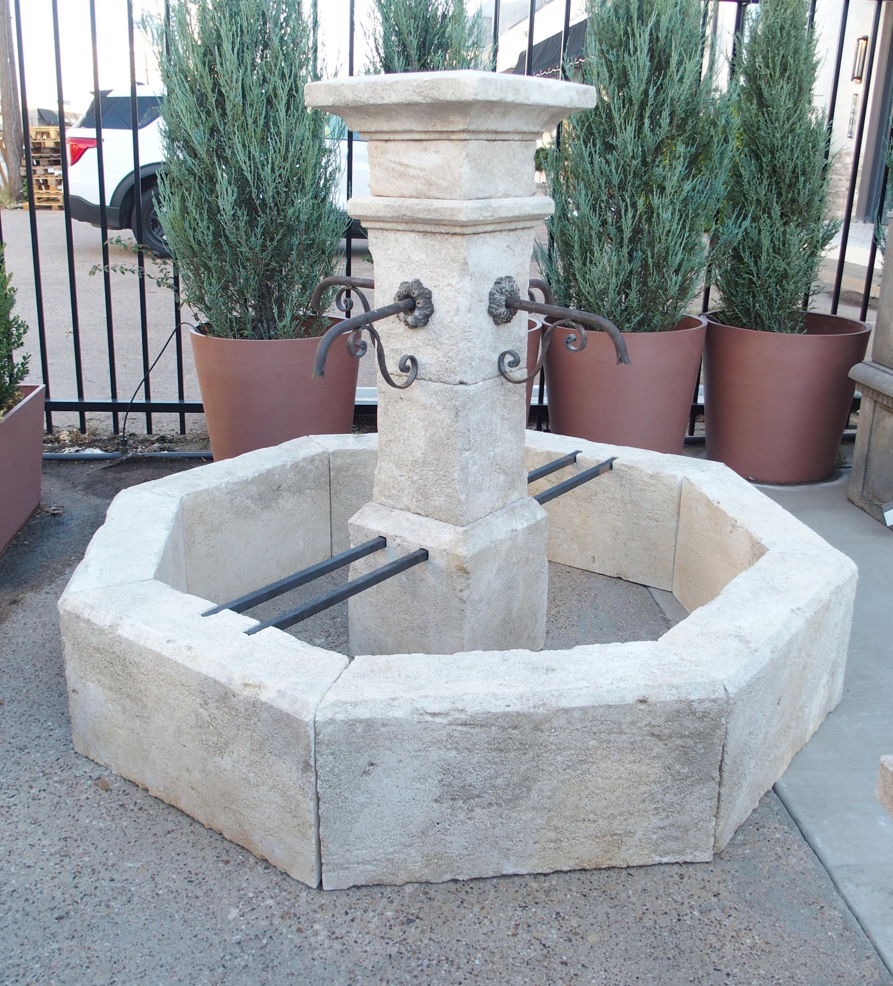 Auriol French Limestone Octagonal Center Fountain from Provence For Sale 6