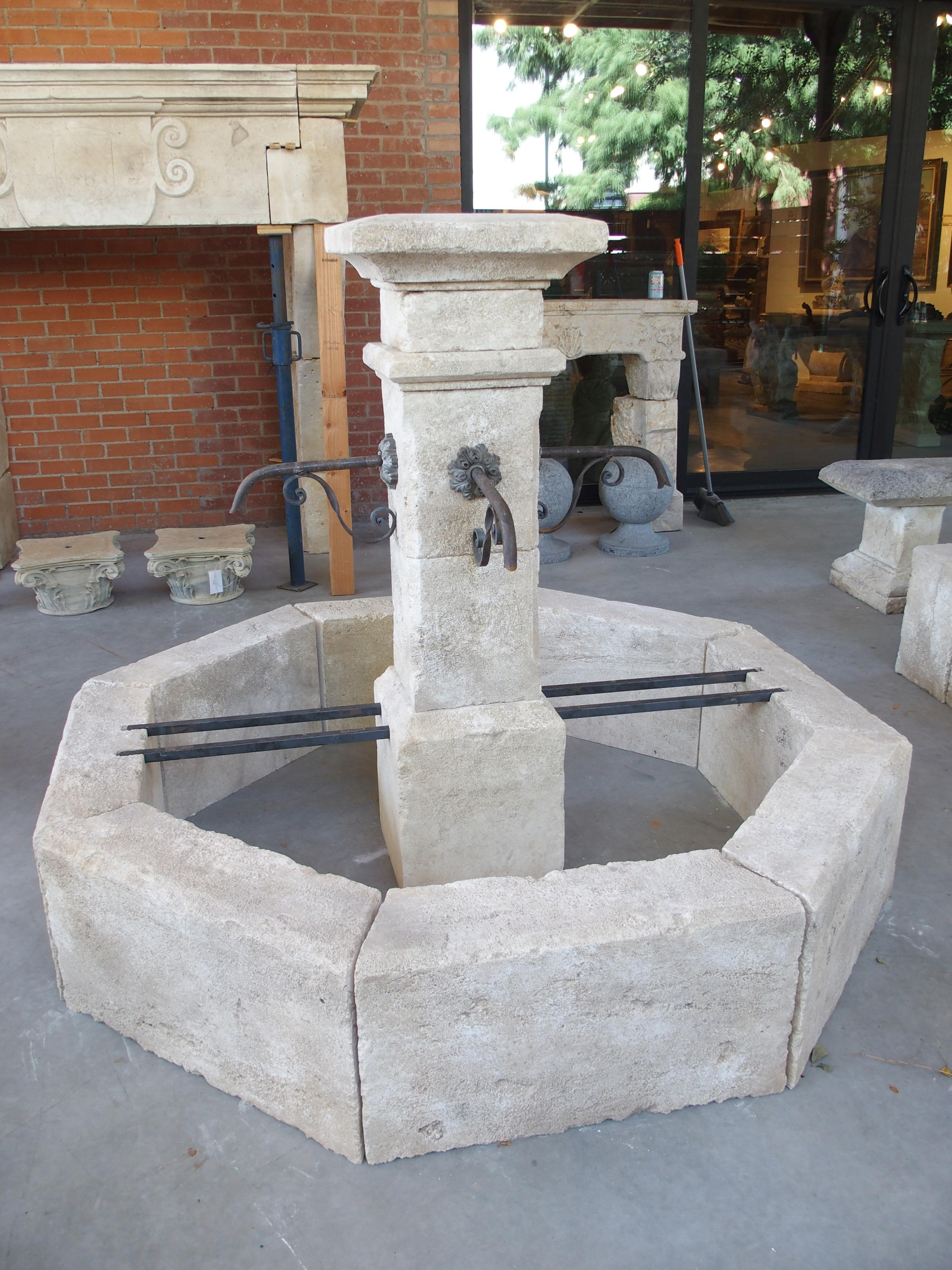 Auriol French Limestone Octagonal Center Fountain from Provence For Sale 7