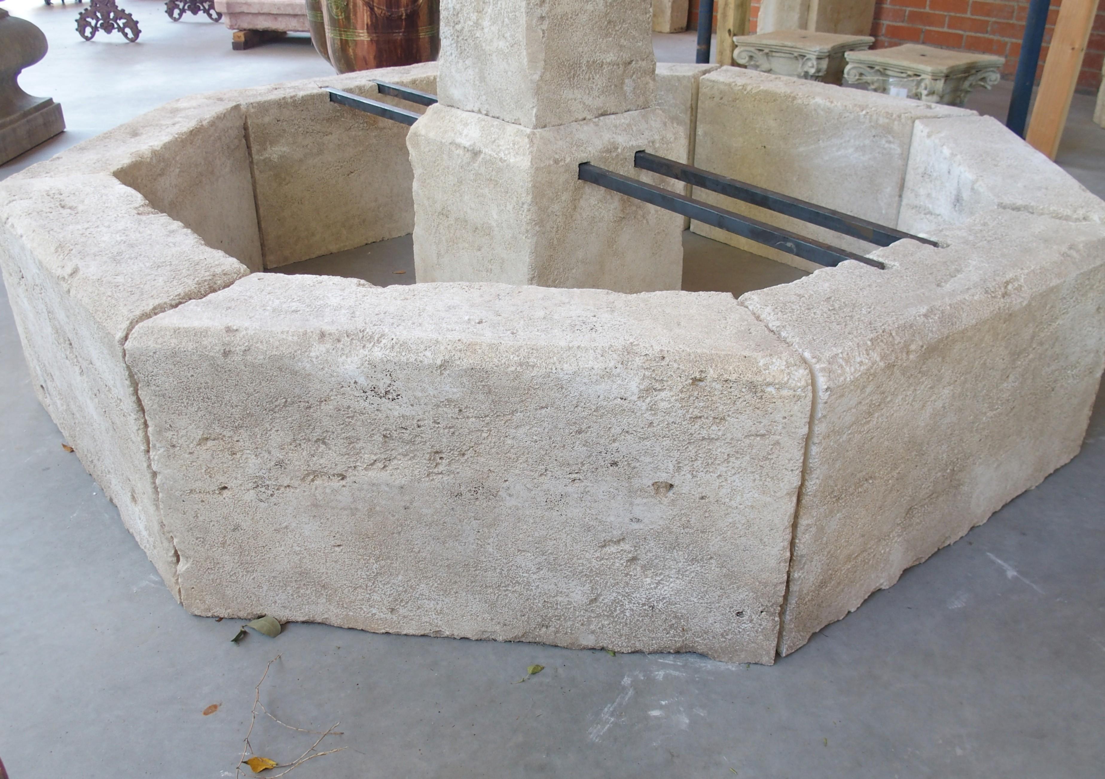 Auriol French Limestone Octagonal Center Fountain from Provence For Sale 8