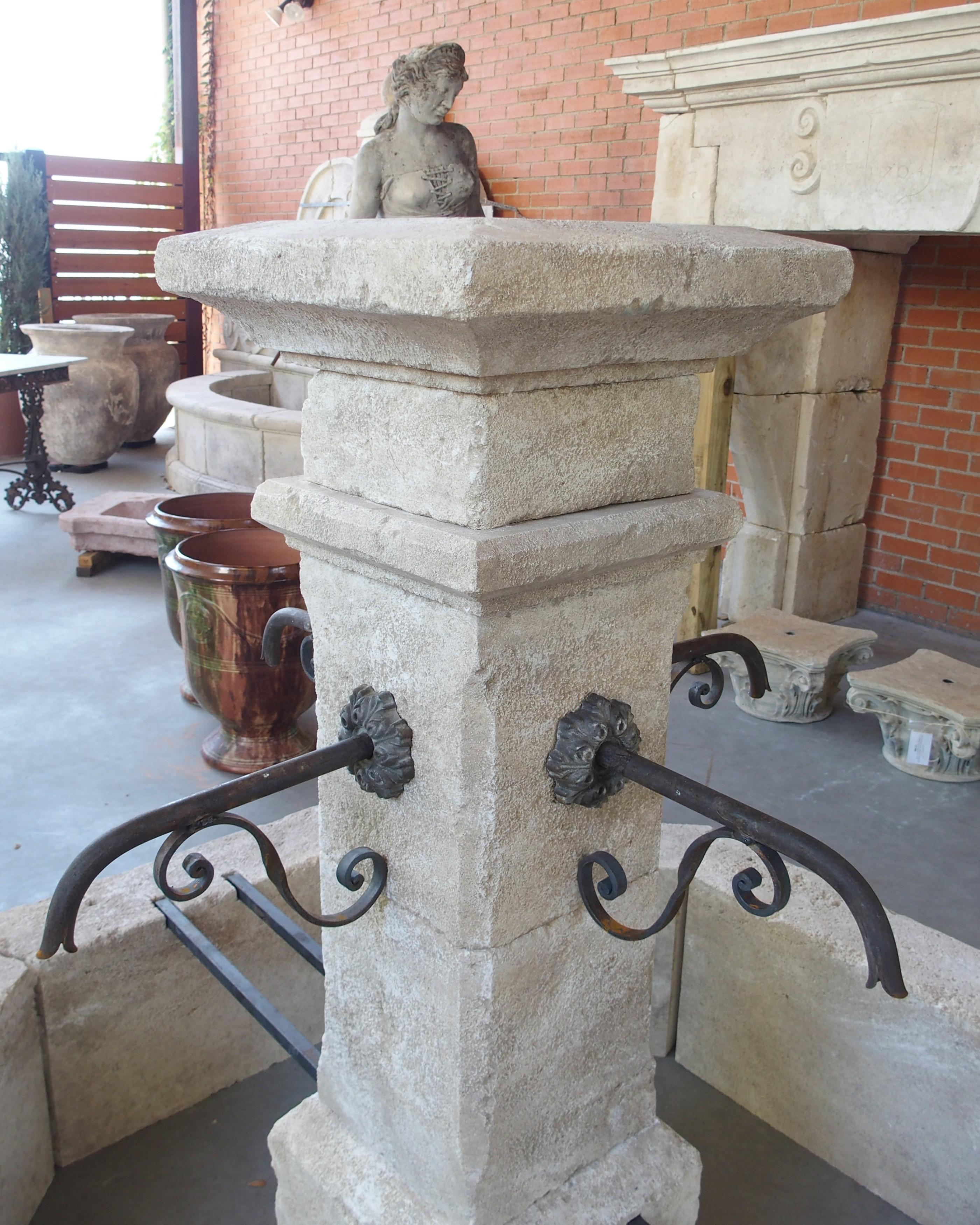 Auriol French Limestone Octagonal Center Fountain from Provence For Sale 9