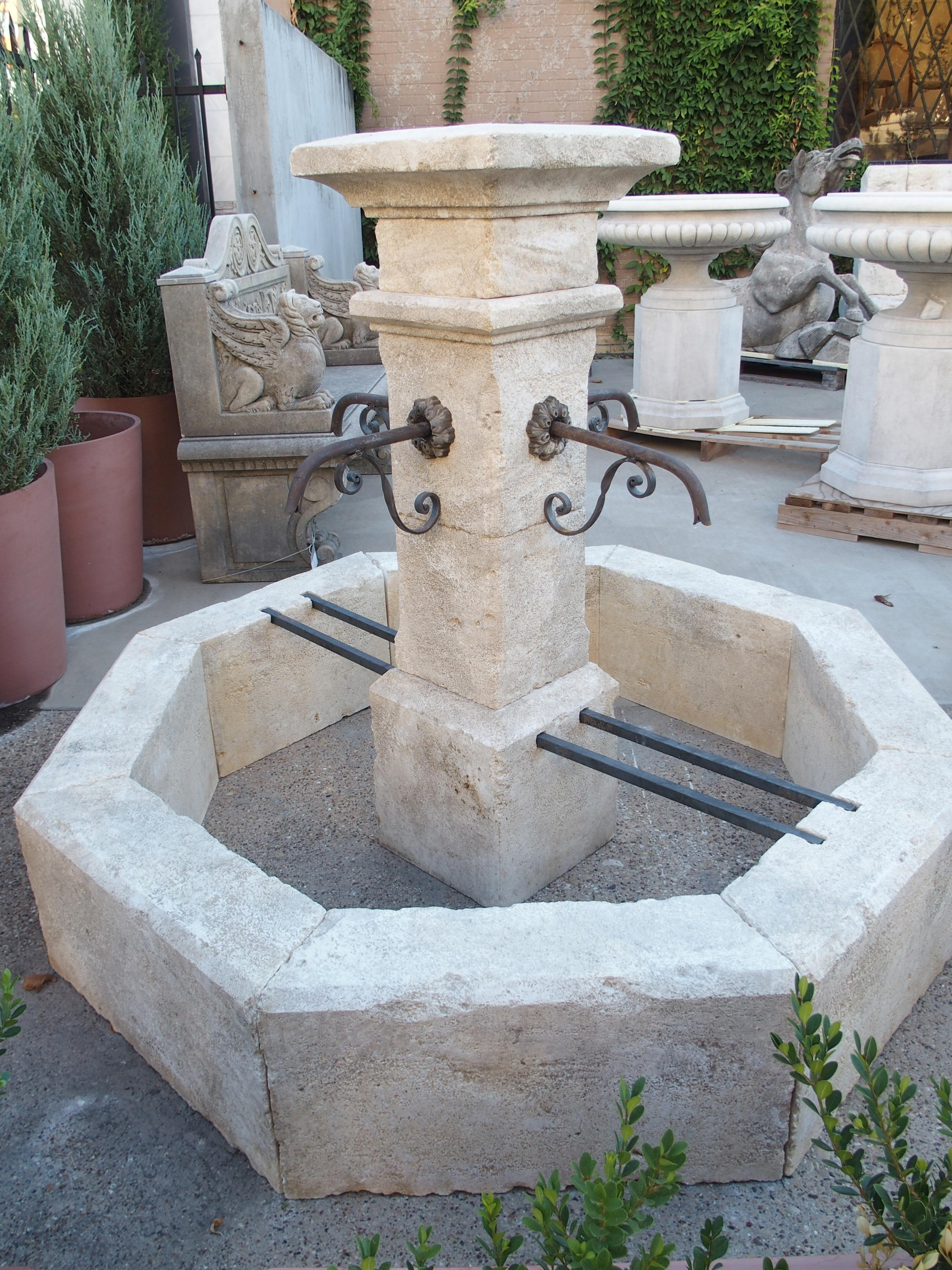 Auriol French Limestone Octagonal Center Fountain from Provence For Sale 9