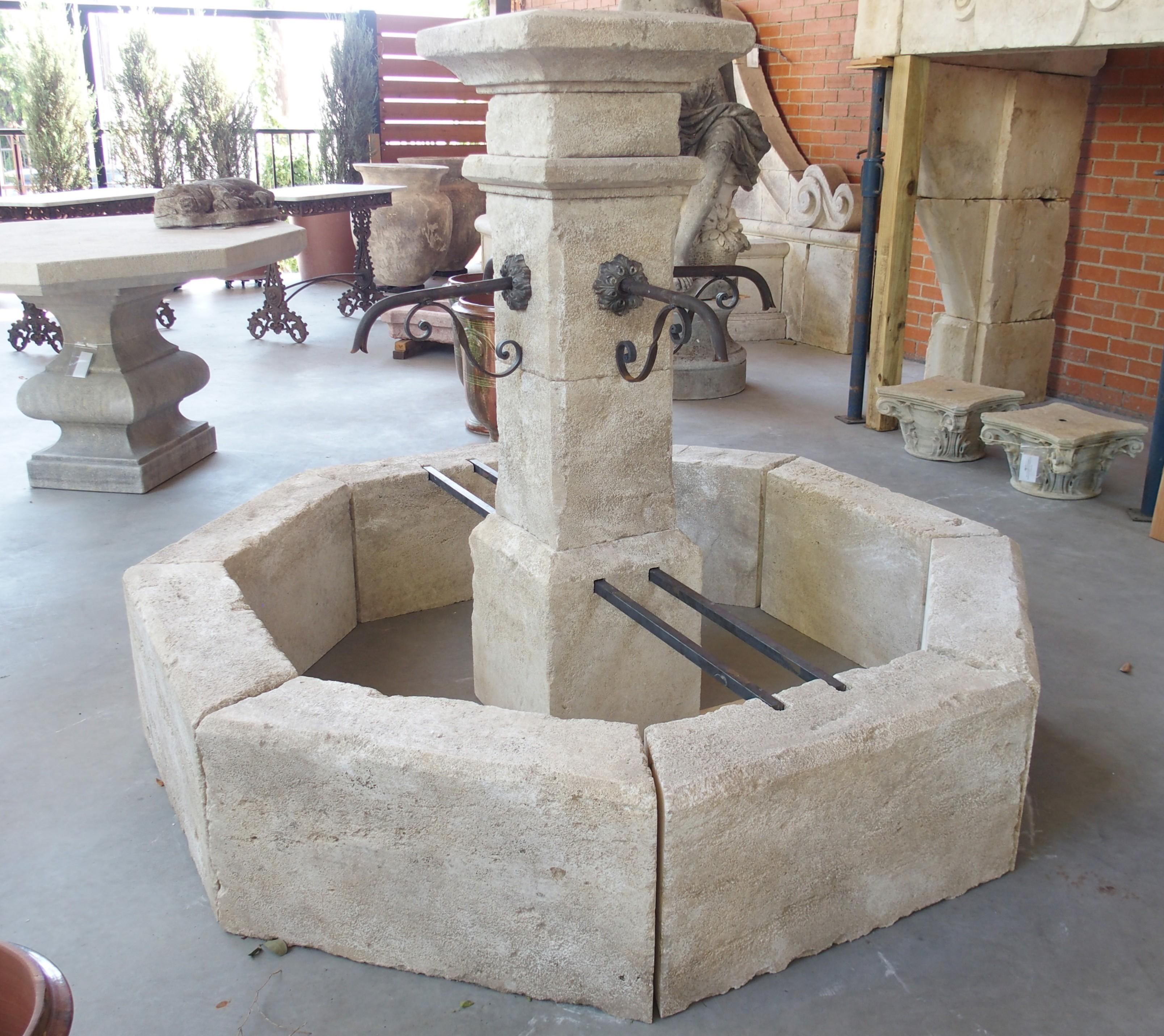 Auriol French Limestone Octagonal Center Fountain from Provence For Sale 10