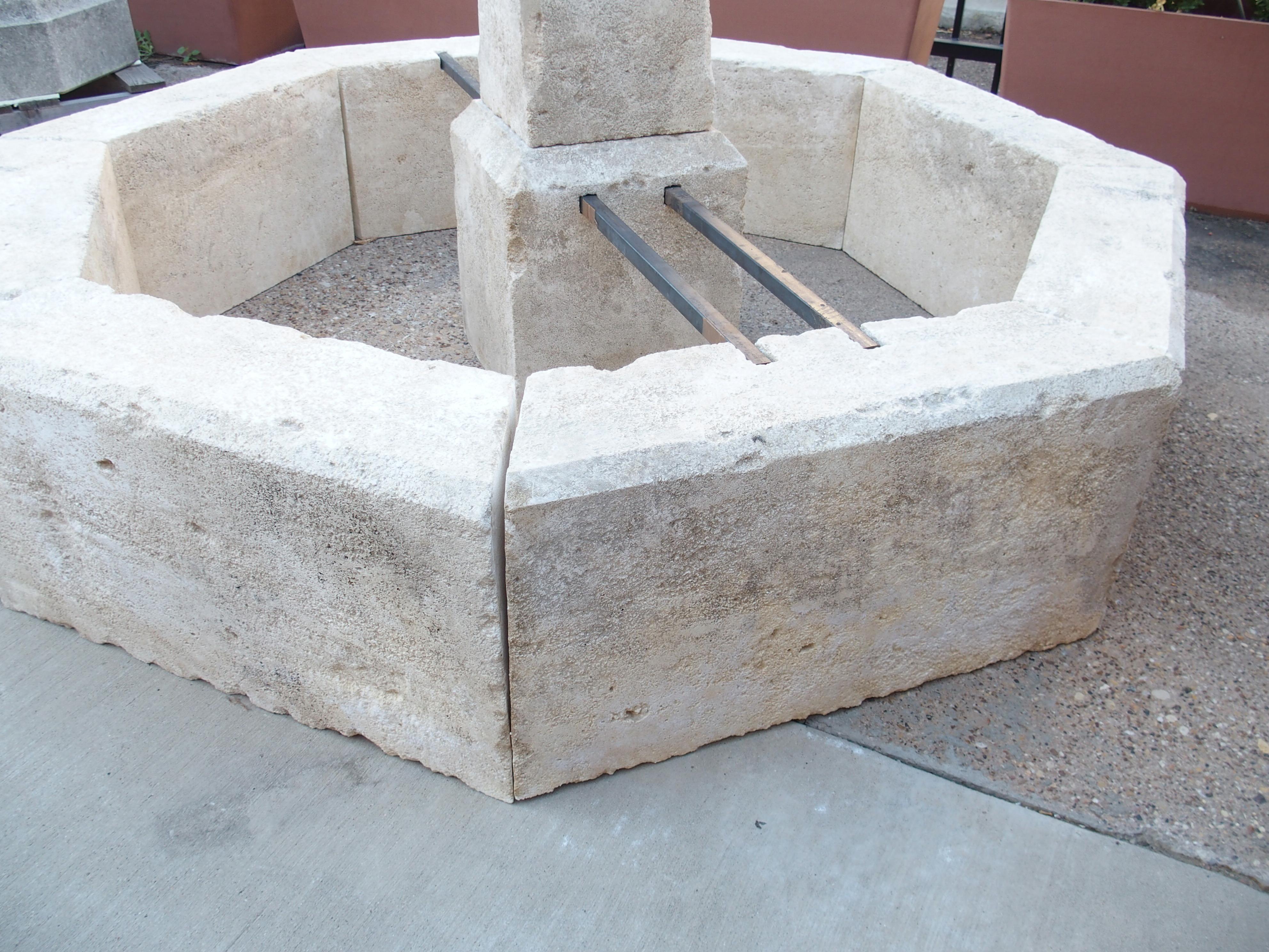 Auriol French Limestone Octagonal Center Fountain from Provence For Sale 11