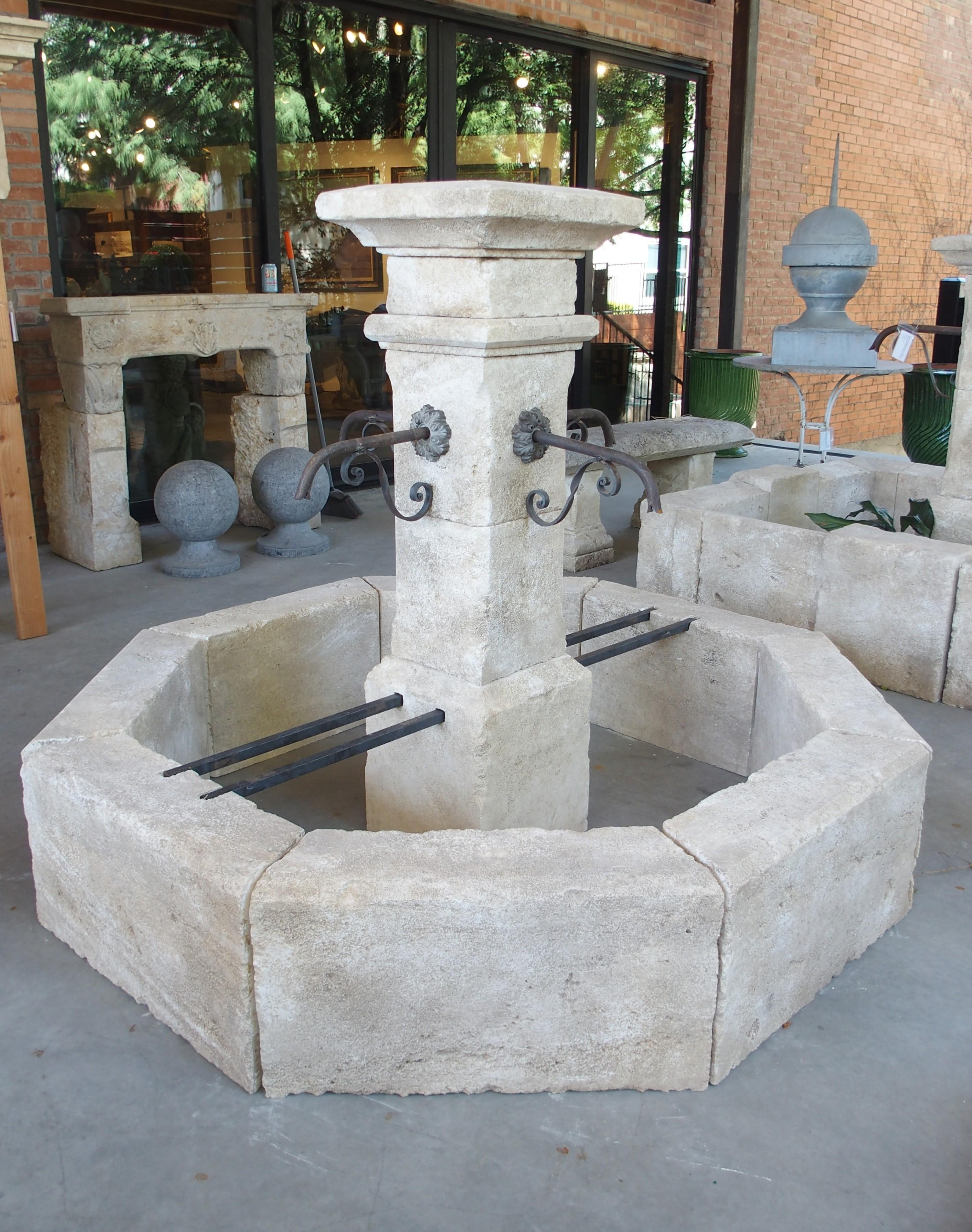 Auriol French Limestone Octagonal Center Fountain from Provence For Sale 12