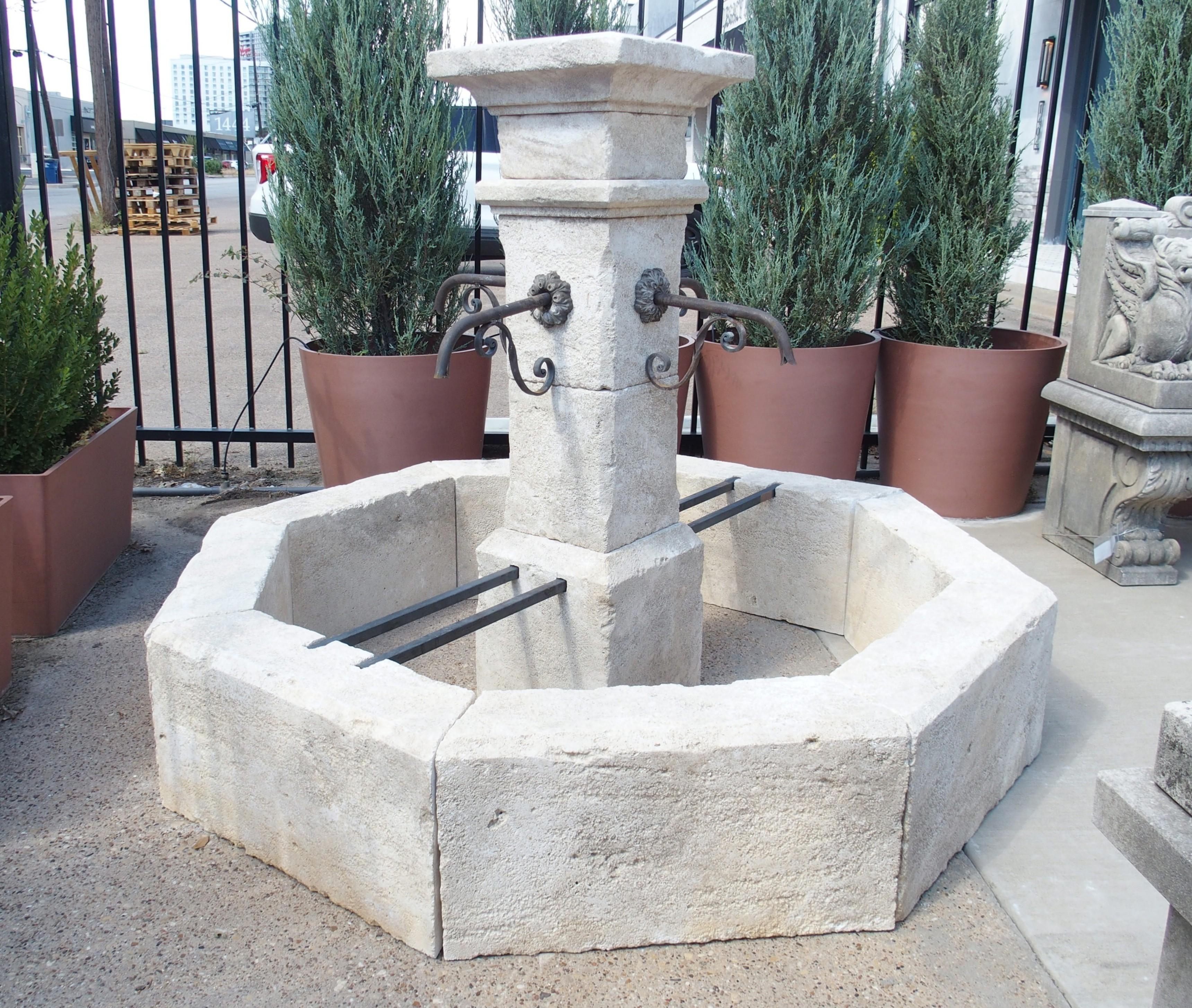 Auriol French Limestone Octagonal Center Fountain from Provence For Sale 13