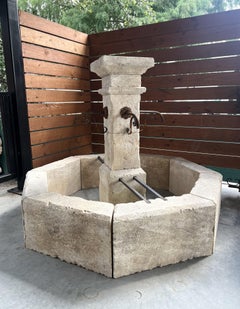 Auriol French Limestone Octagonal Center Fountain from Provence