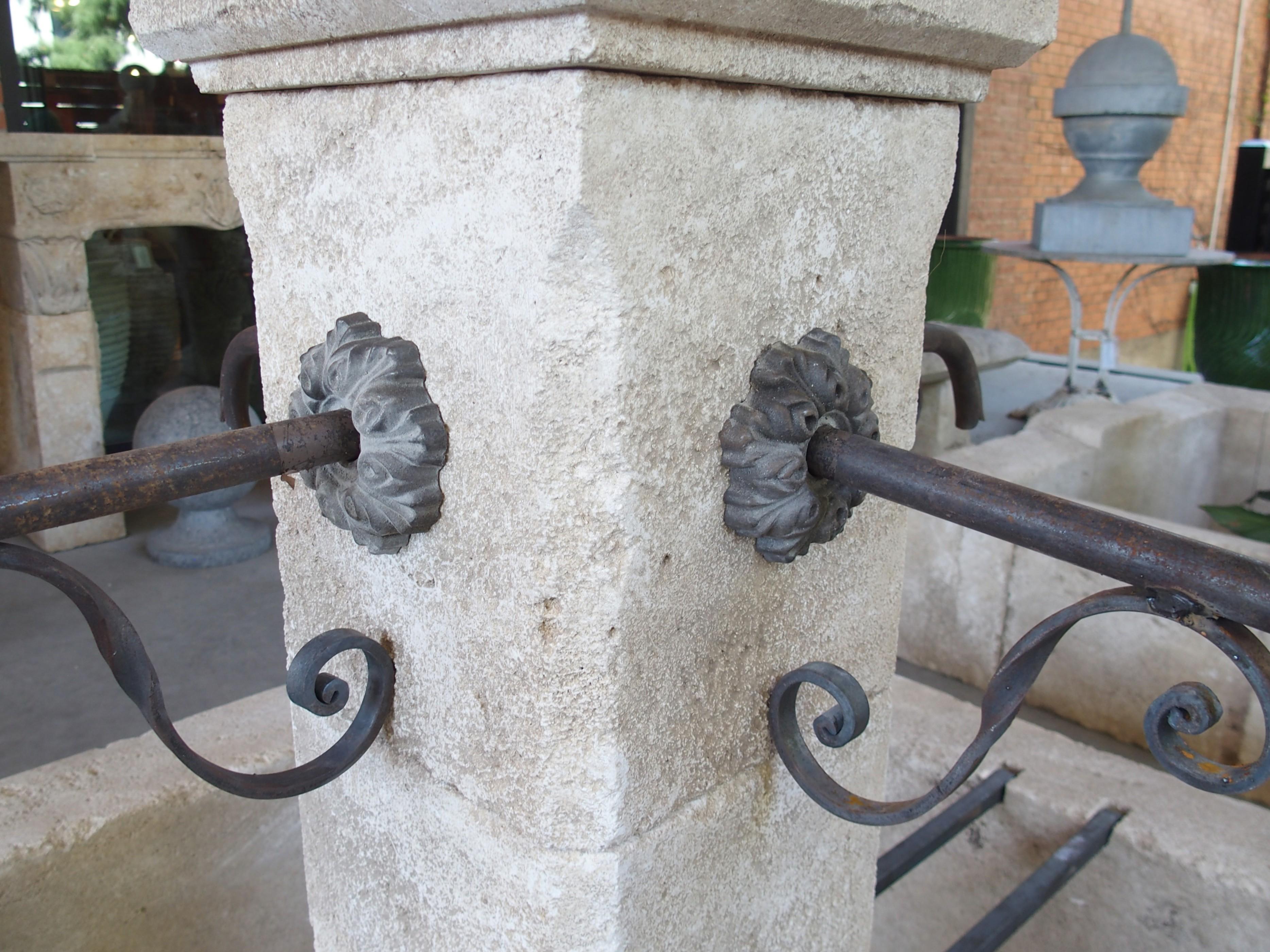 Hand-Carved Auriol French Limestone Octagonal Center Fountain from Provence For Sale