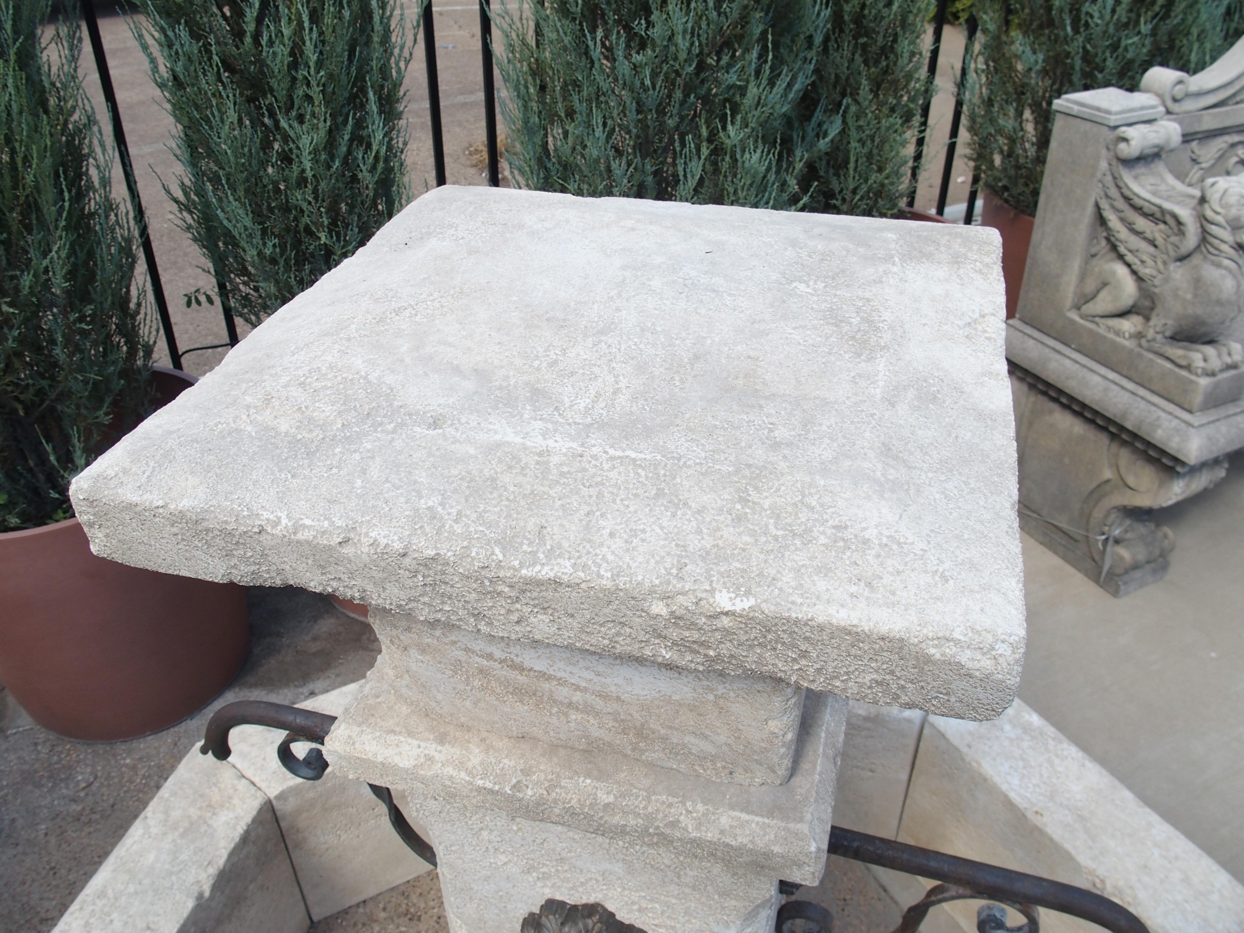 Hand-Carved Auriol French Limestone Octagonal Center Fountain from Provence For Sale