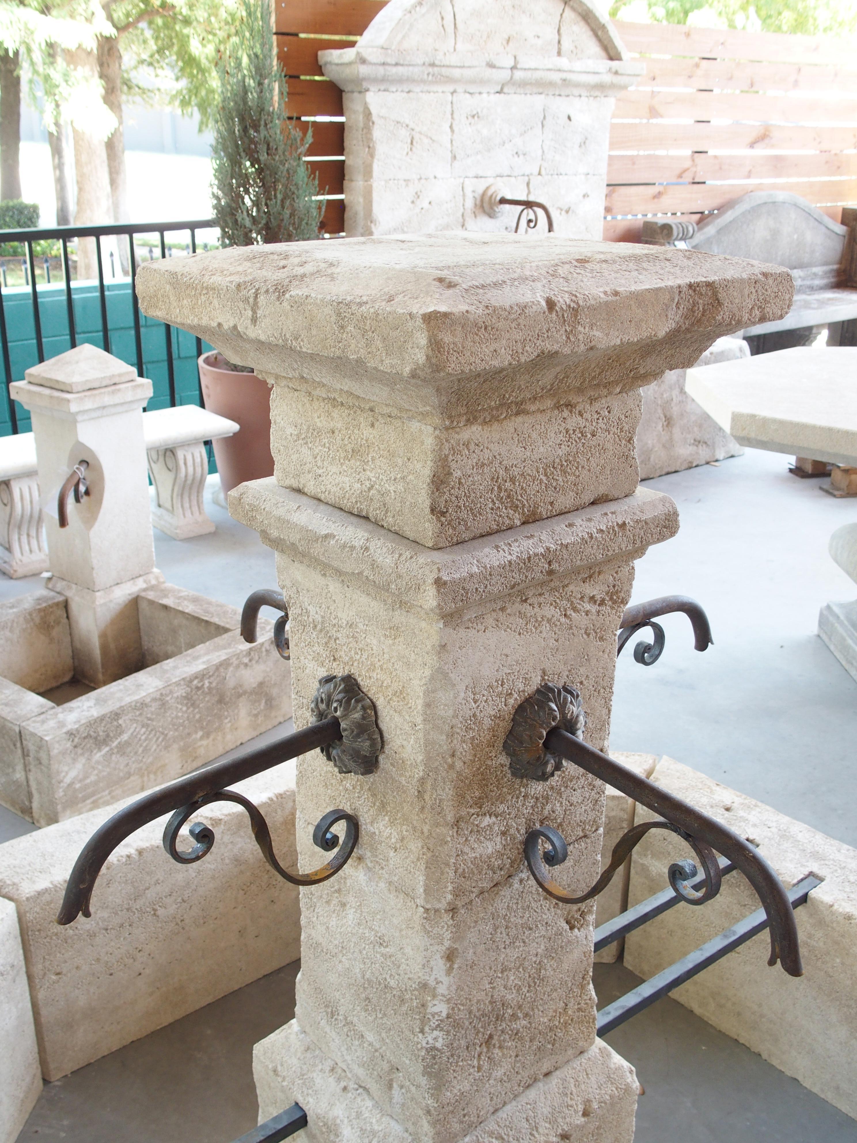 Contemporary Auriol French Limestone Octagonal Center Fountain from Provence For Sale