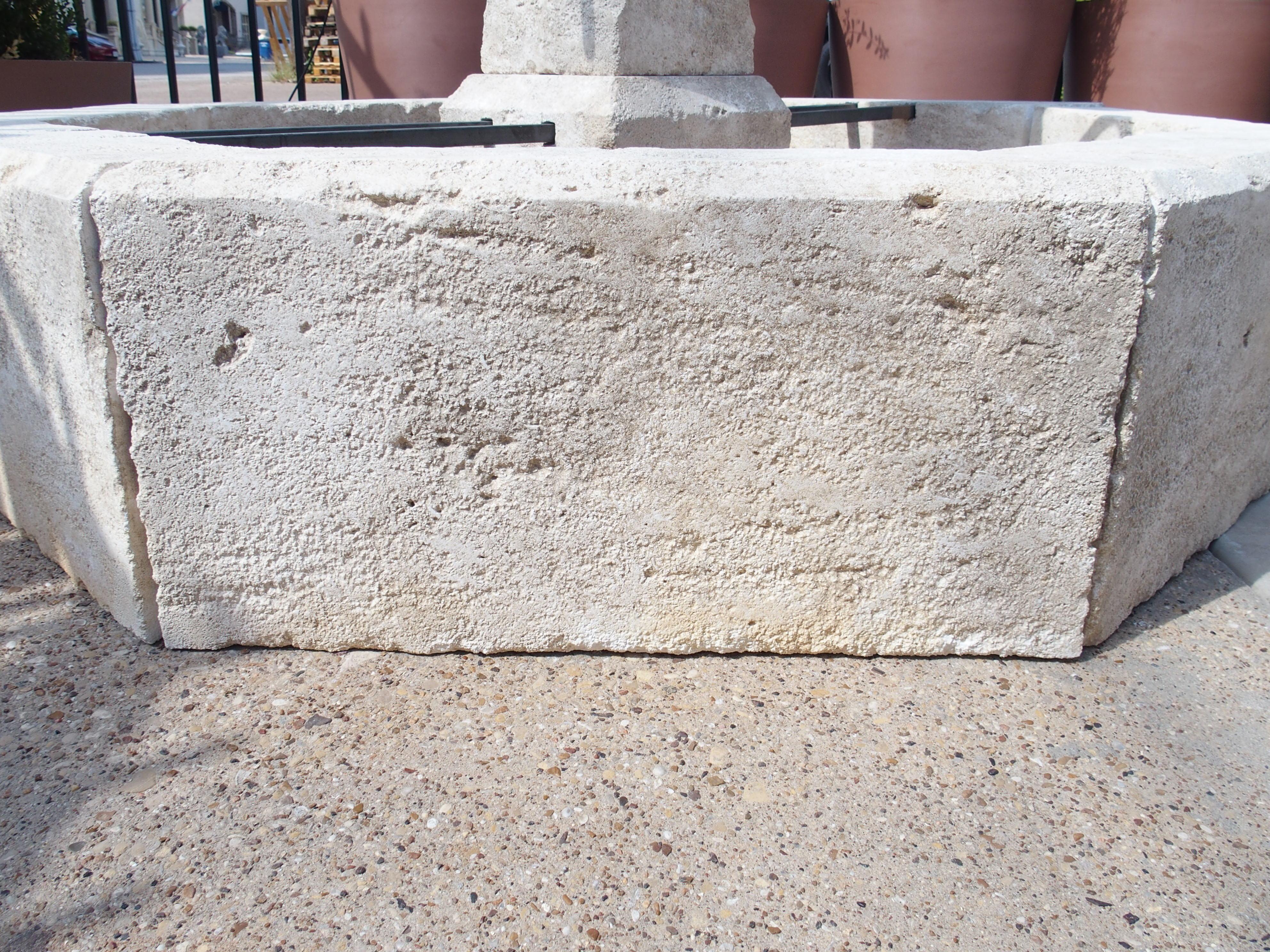 Contemporary Auriol French Limestone Octagonal Center Fountain from Provence For Sale