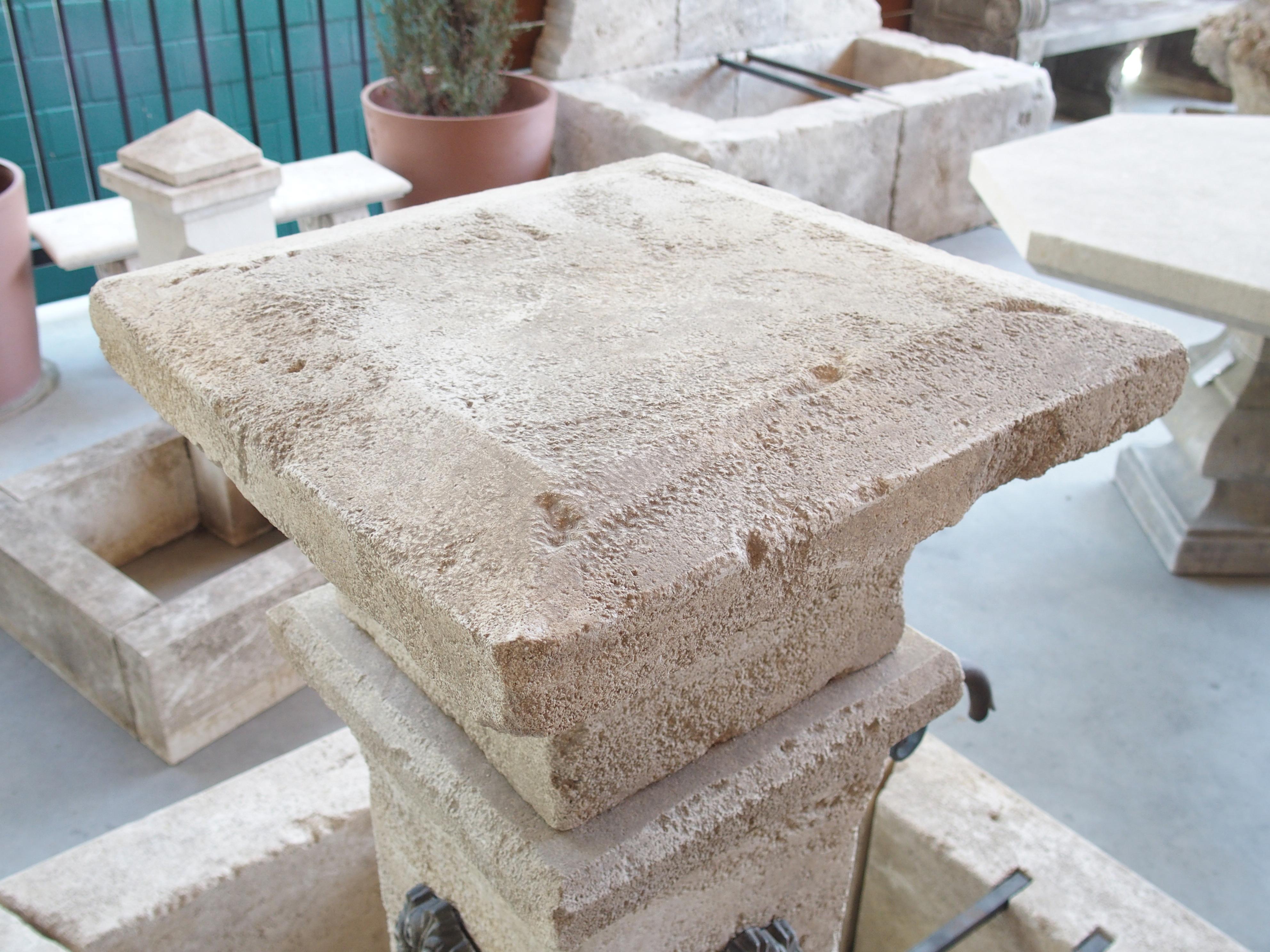 Metal Auriol French Limestone Octagonal Center Fountain from Provence For Sale