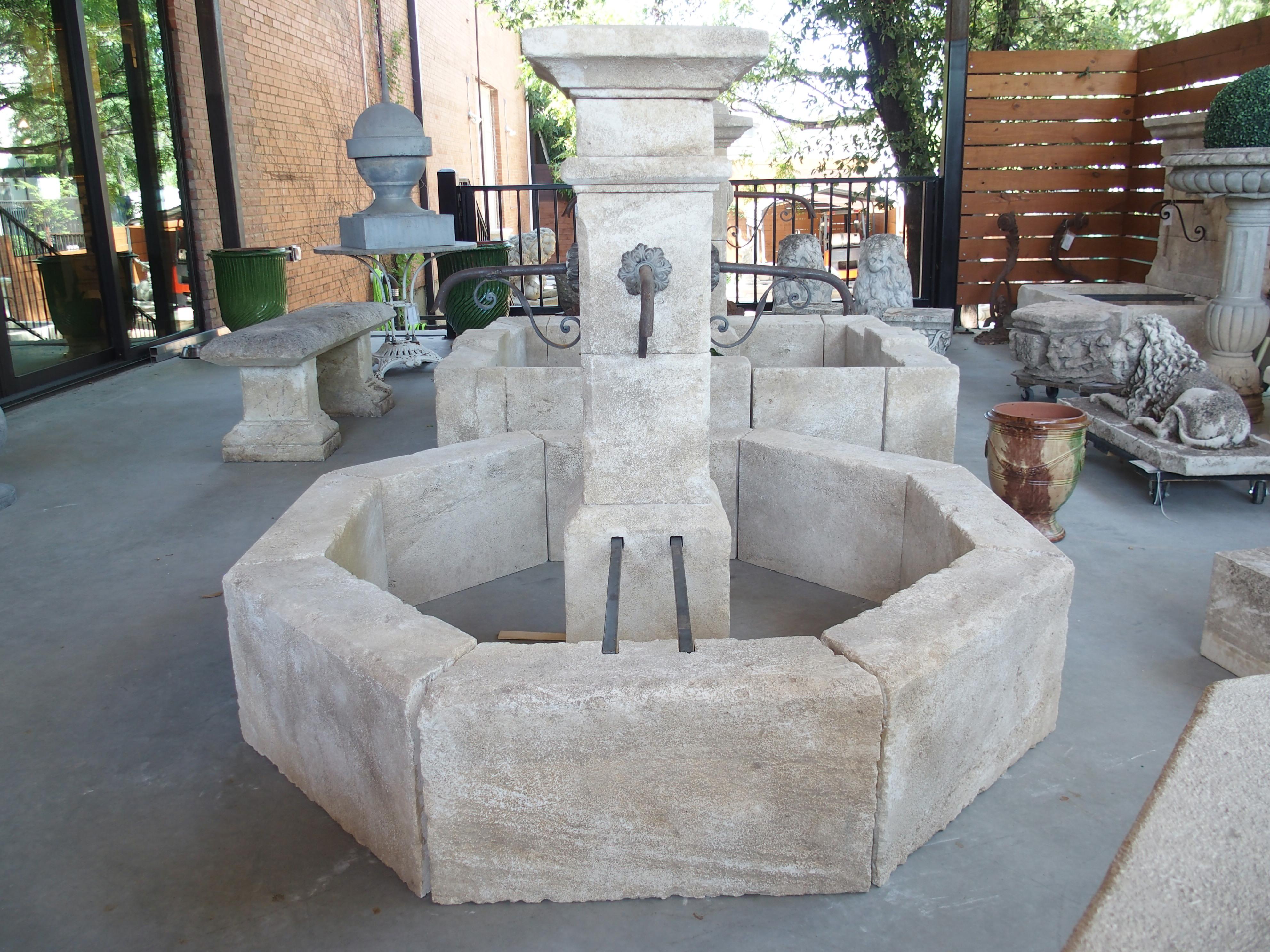 Auriol French Limestone Octagonal Center Fountain from Provence For Sale 2