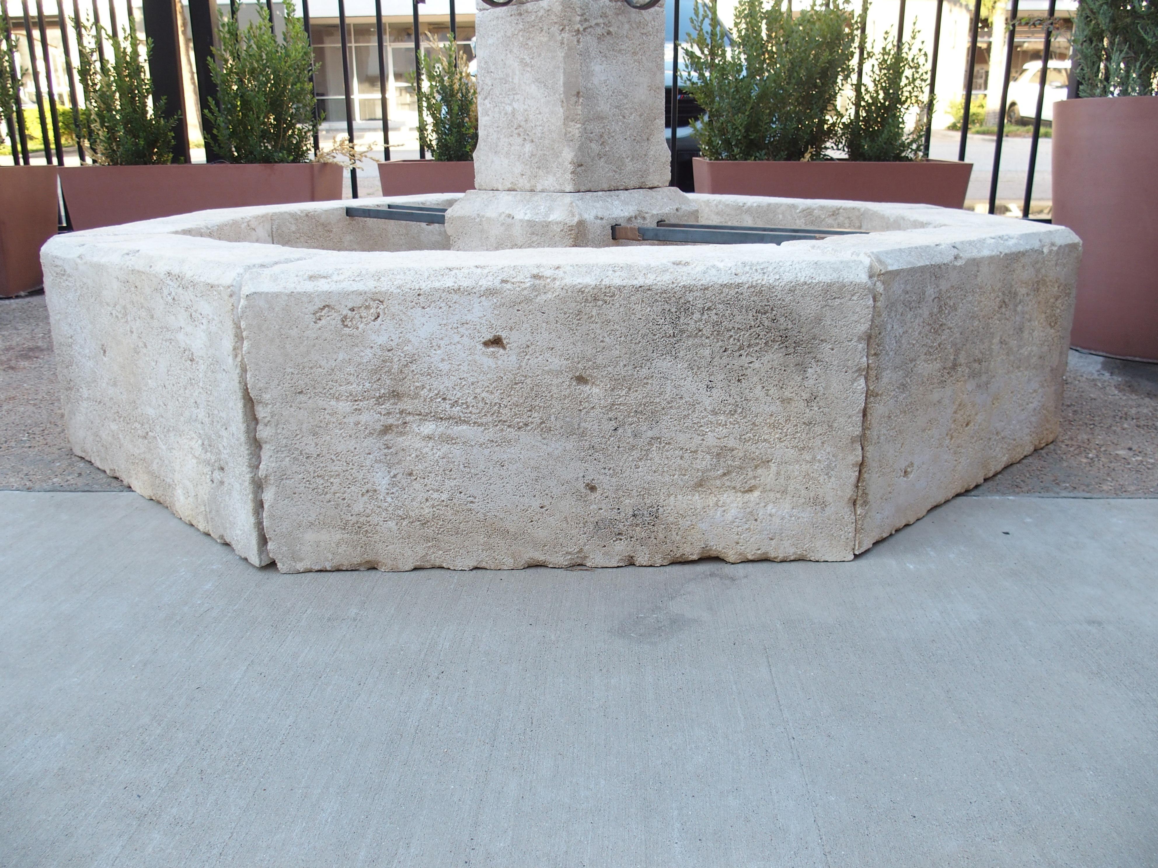 Auriol French Limestone Octagonal Center Fountain from Provence For Sale 2