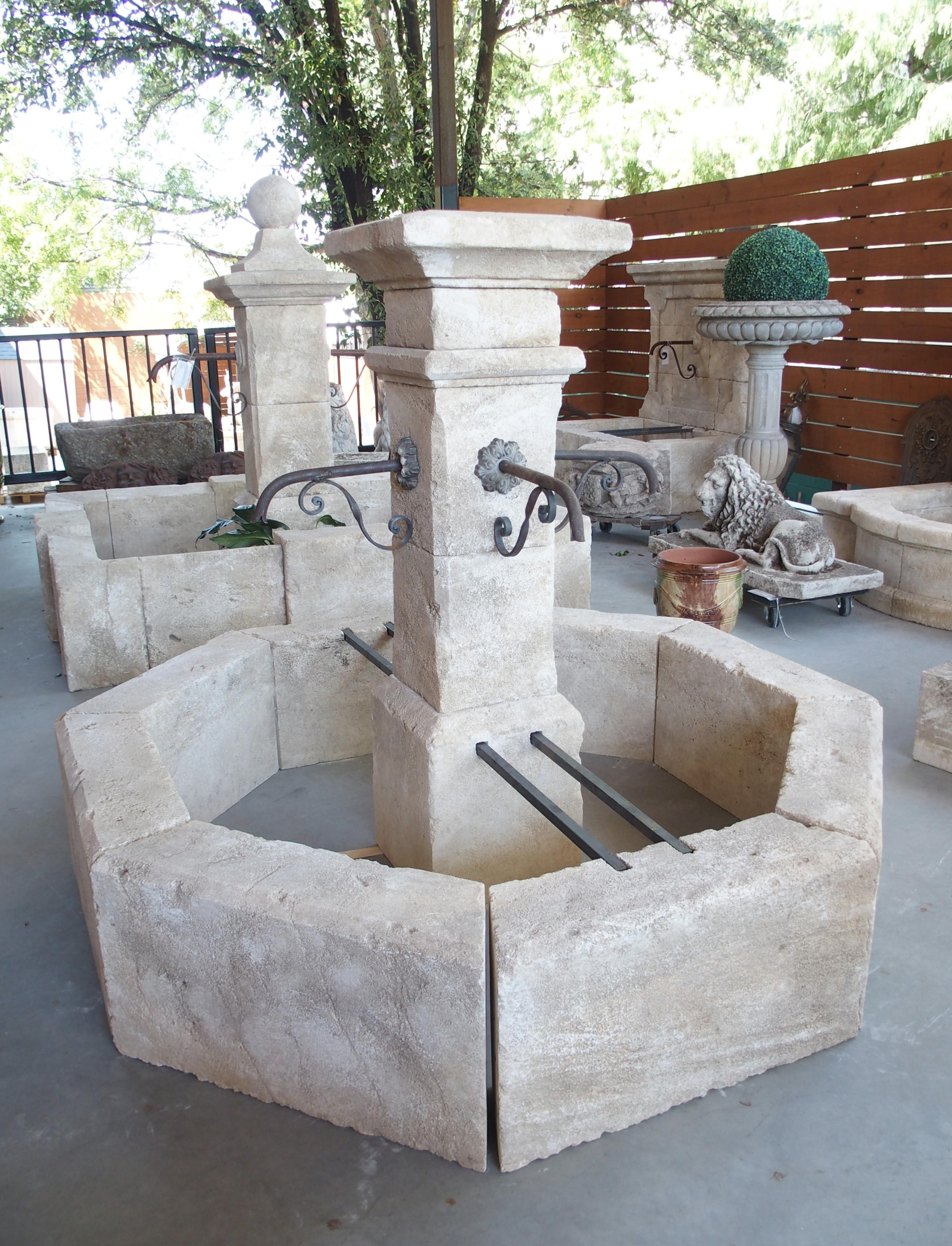 Auriol French Limestone Octagonal Center Fountain from Provence For Sale 3