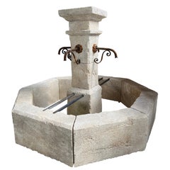 Auriol French Limestone Octagonal Center Fountain from Provence