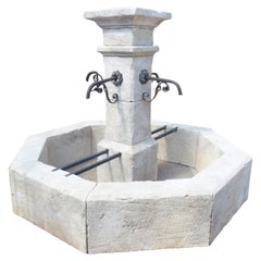 Auriol French Limestone Octagonal Center Fountain from Provence
