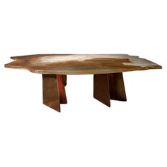 Table basse Aurisino en marbre, résine et bronze bruni, fabriquée en Italie
