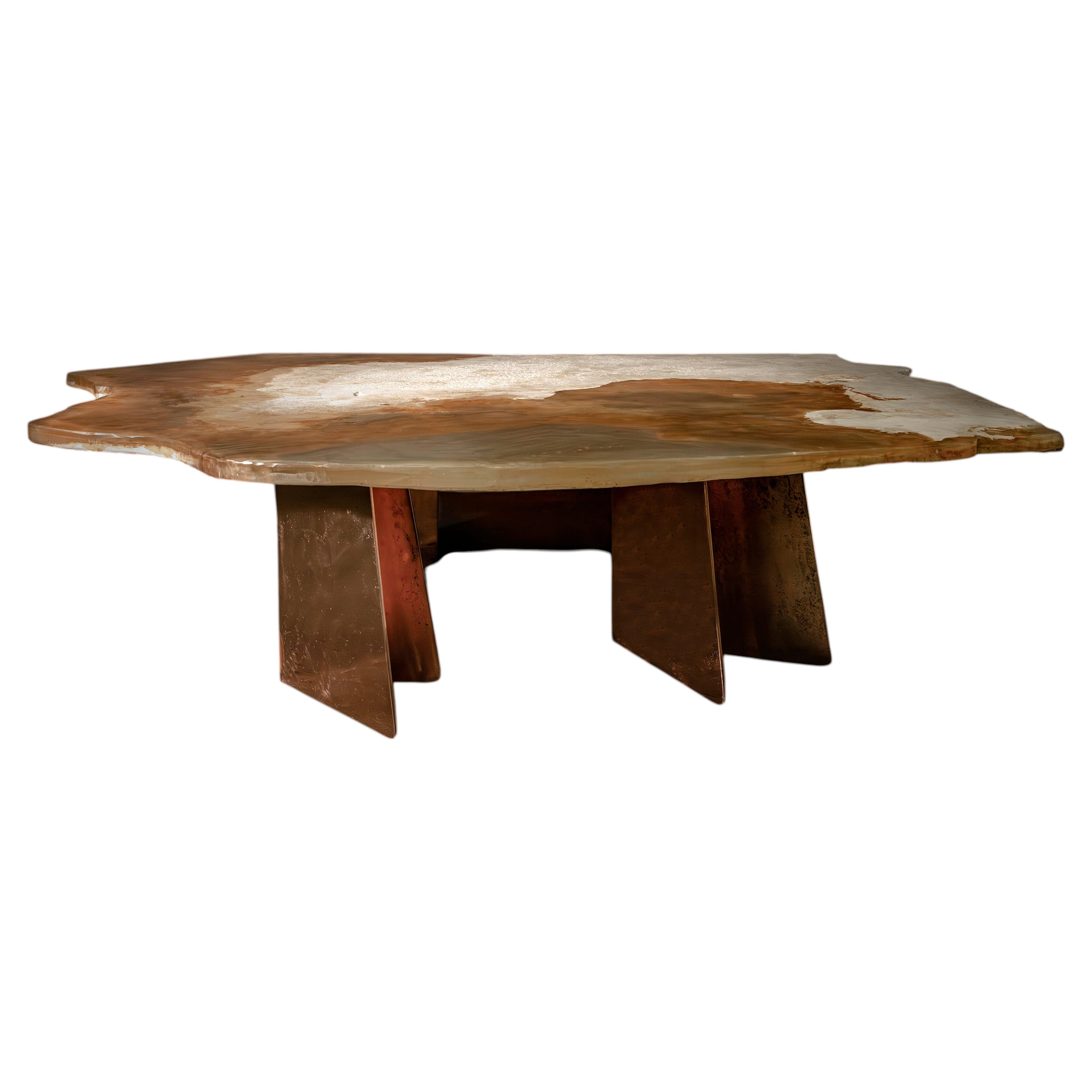 Aurisino One Of A Kind Coffee Table in Bronze, Marble & Resin by Alex Turco