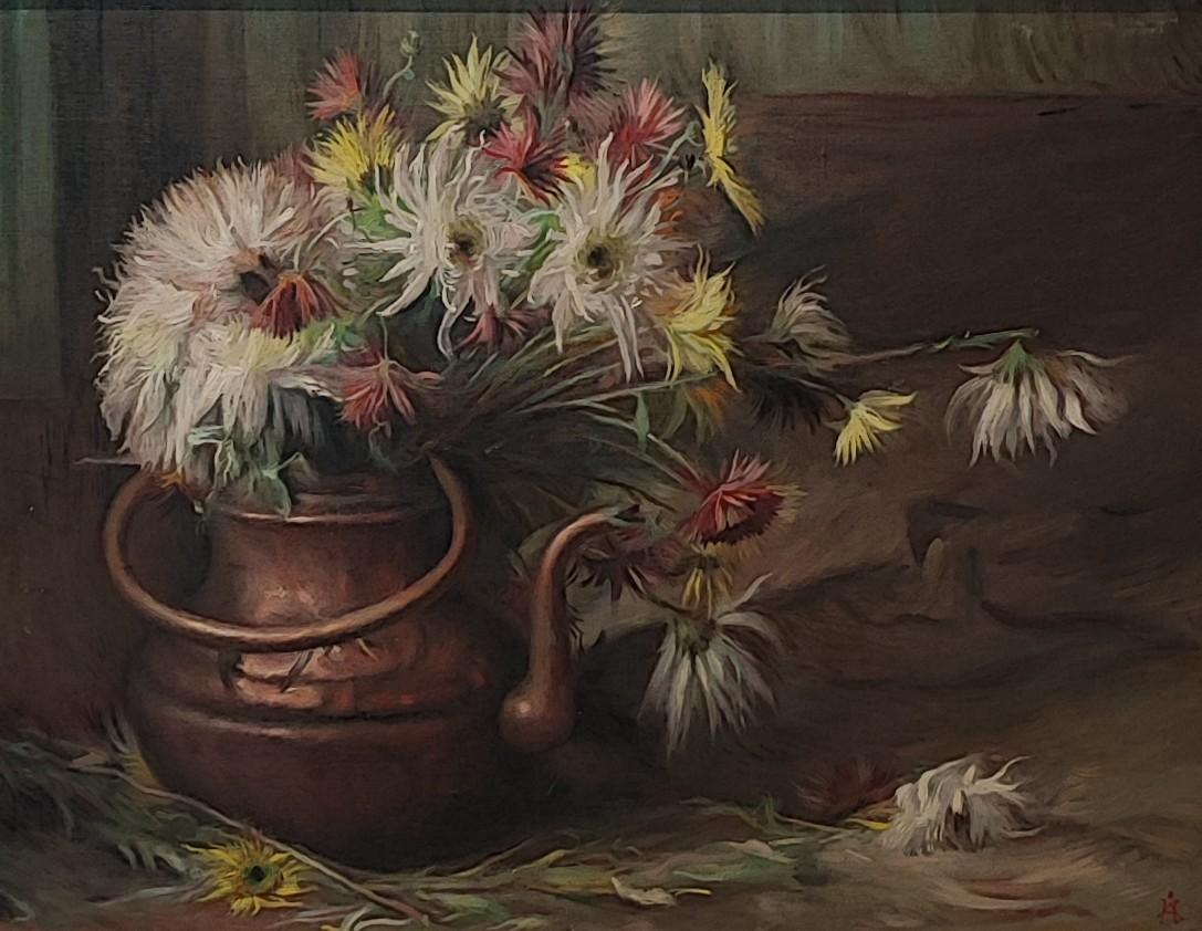 Aurèle Barraud Still-Life Painting - Bouquet and copper pot