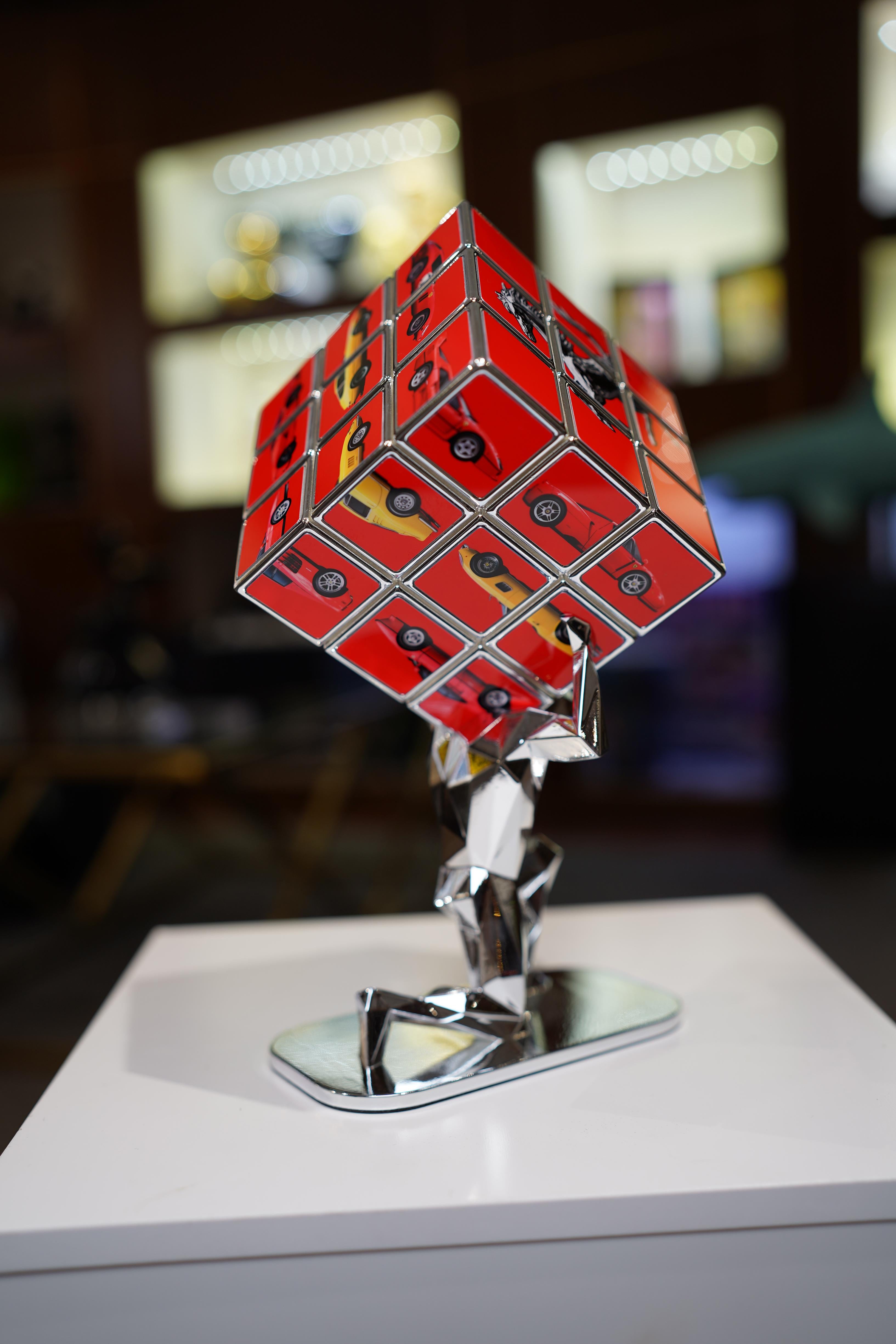 AURELIE ANGER - Cubi di AArt - Collage di cubi di Rubik, tributo a Cars - Rosso - Sculpture Pop Art di aurélie anger