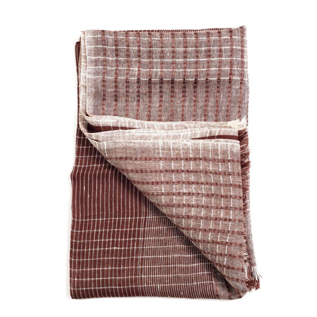 AURO CINNABAR Soft Linen Handwoven Scarf For Sale 3