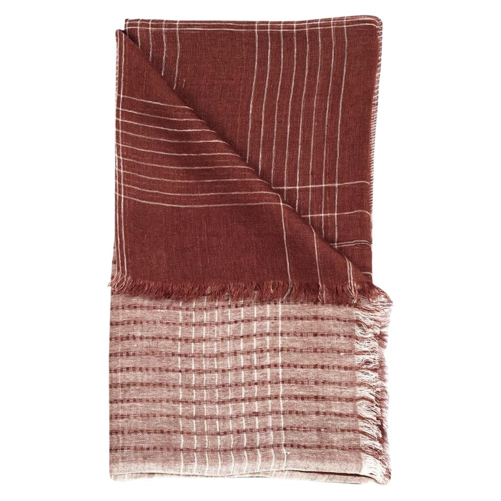 AURO CINNABAR Soft Linen Handwoven Scarf For Sale