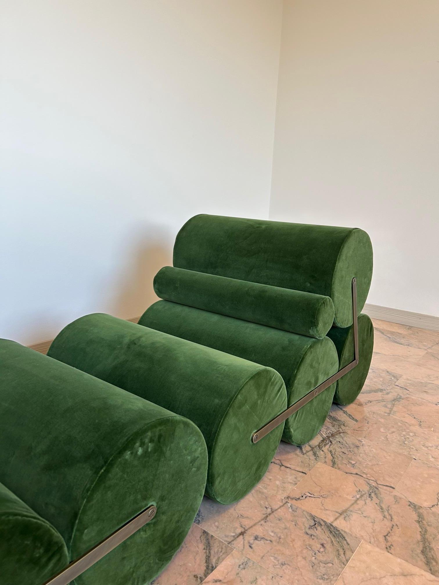 Laiton Fauteuils Auro Trivellato 5C pour A.L.I., Padoue, Italie, 1972 en vente