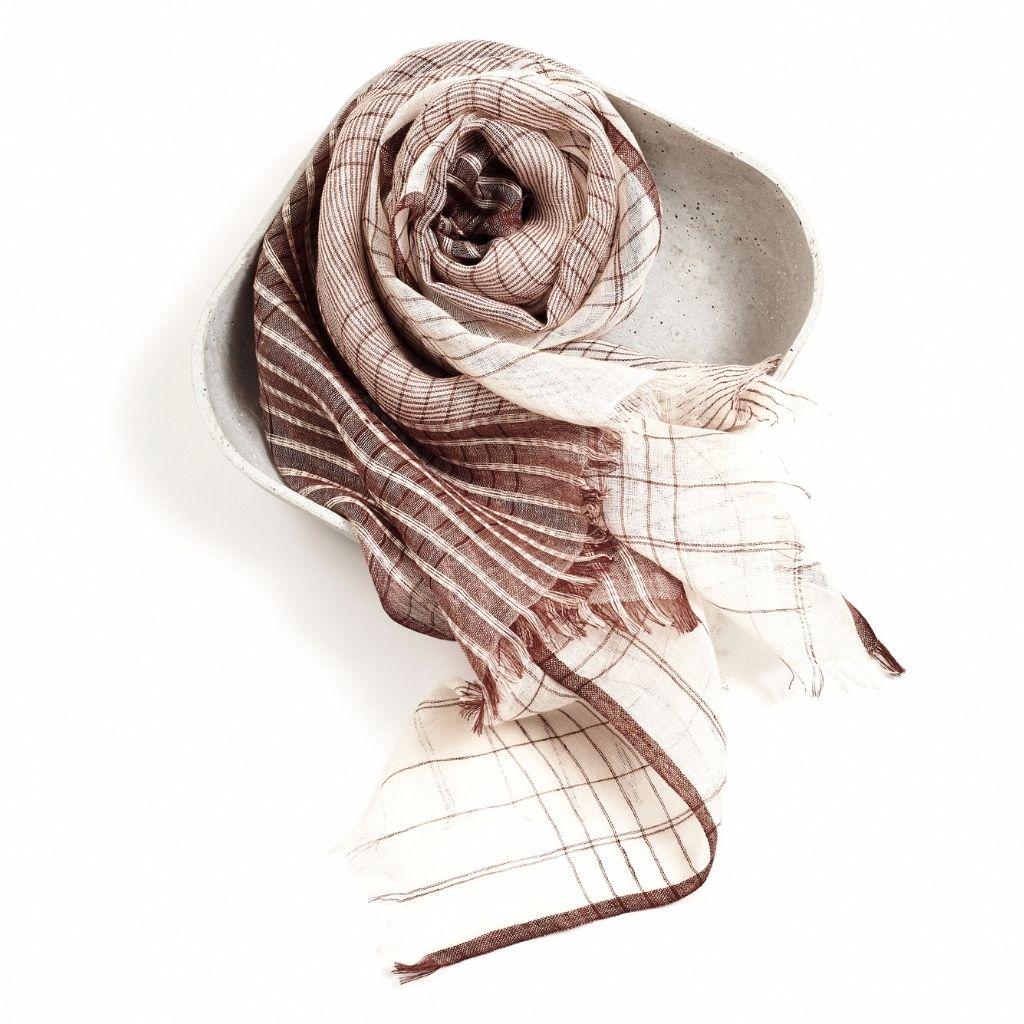 Auro White Soft Linen Handwoven Scarf For Sale 4