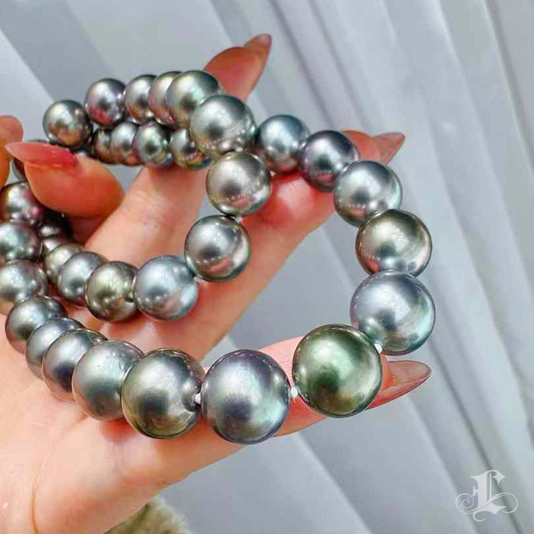 De las mujeres Collar de Perlas de Tahití Eclipse Glow en Gris Aurora - Cierre Invisible