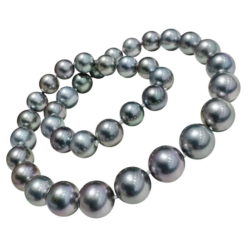 Eclipse Glow Tahitian Pearl Necklace in Aurora Grey - Invisible Clasp