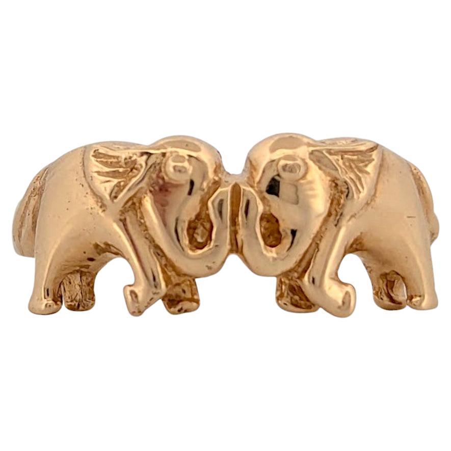 Aurora  14k Yellow Gold Elephant Ring, Unique Animal-Inspired Jewelry