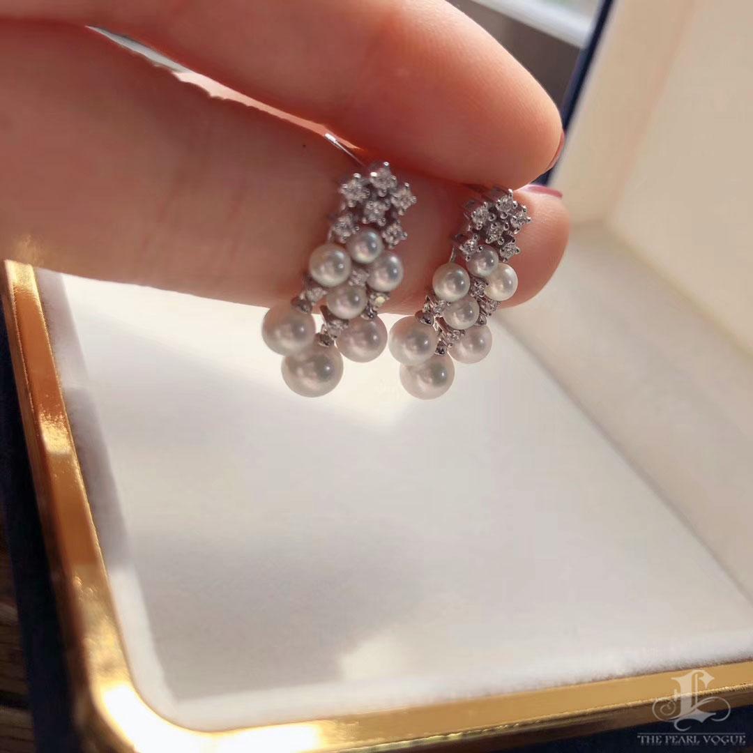 【Lustre Arc】Chandelier Grille Boucles d'oreilles avec perles d'Aurora et diamants Pour femmes en vente