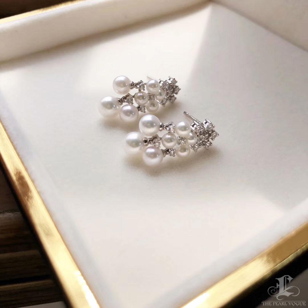 【Lustre Arc】Chandelier Grille Boucles d'oreilles avec perles d'Aurora et diamants en vente 1