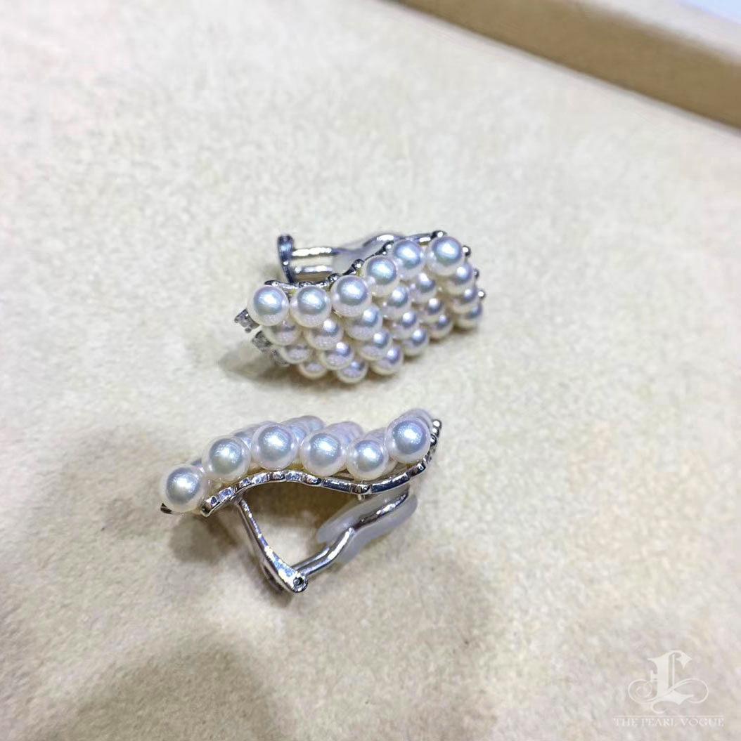 【Lustre Arco】Aurora Bebé Pendientes Ola de Diamantes Perla Akoya en venta 1