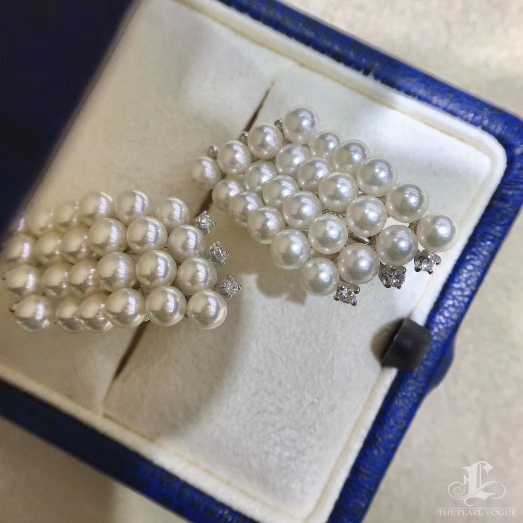 【Lustre Arco】Aurora Bebé Pendientes Ola de Diamantes Perla Akoya en venta 3
