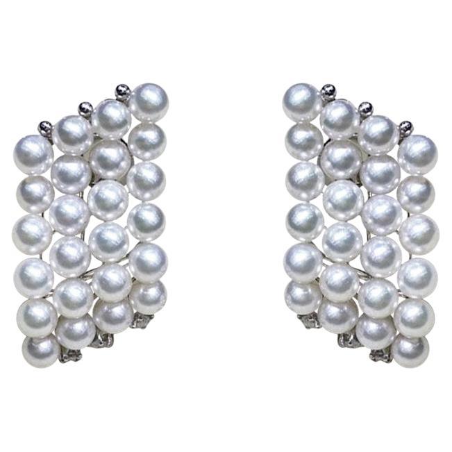 【Sculpted Geometry】Aurora Baby Akoya Pearl Diamond Wave Earrings