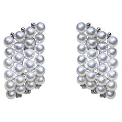 【Lustre Arc】Aurora Baby Akoya Perle Diamant Wellenohrringe