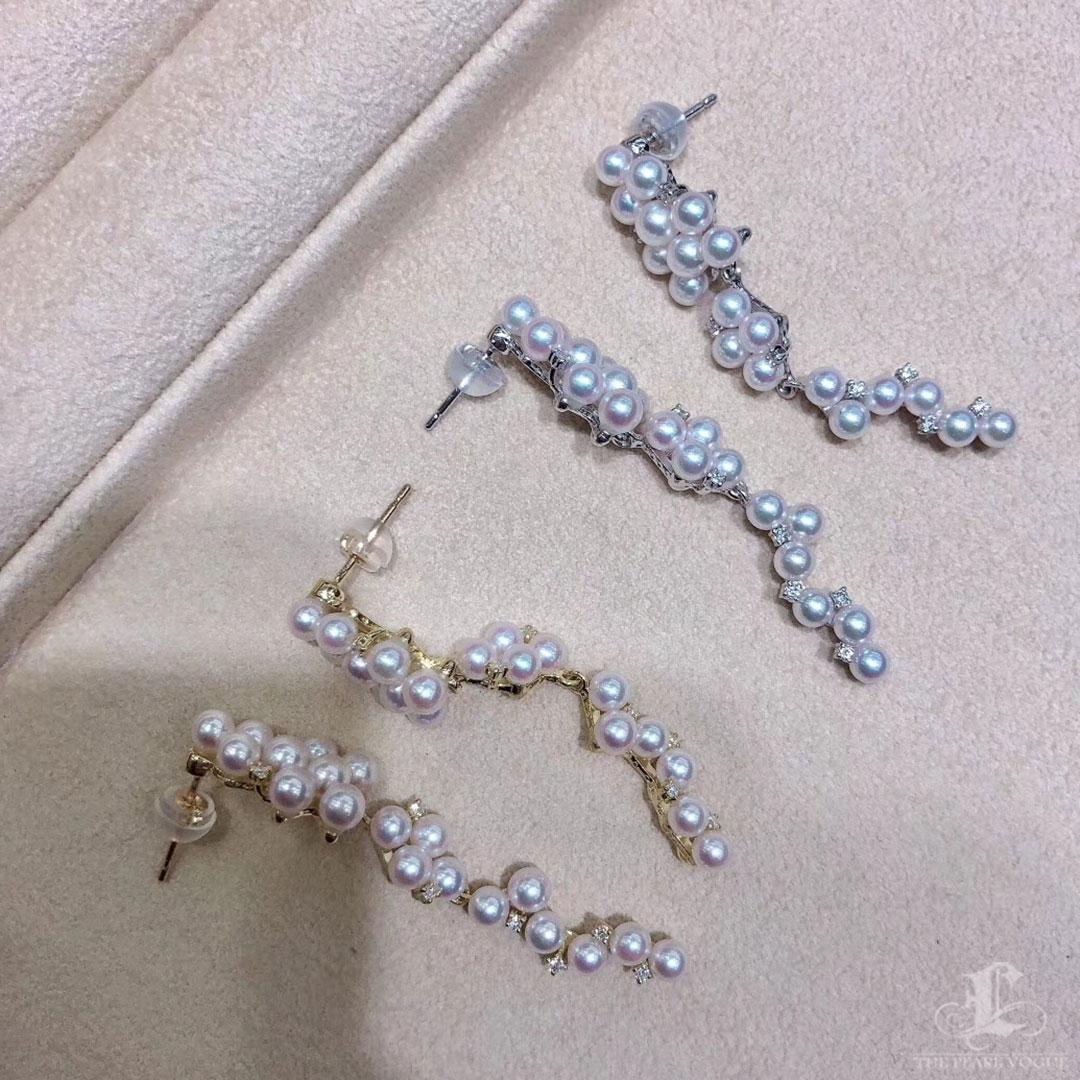 【Lustre Arc】Aurora Baby Akoya Pearl Diamond Garden Cascade Earrings For Sale 6