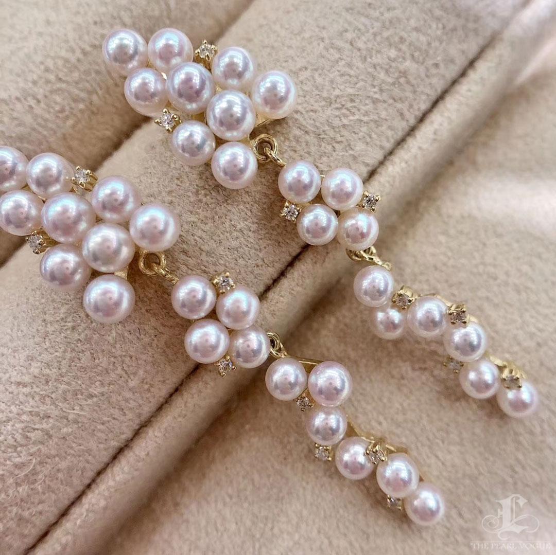 【Lustre Arc】Aurora Baby Akoya Pearl Diamond Garden Cascade Earrings For Sale 1