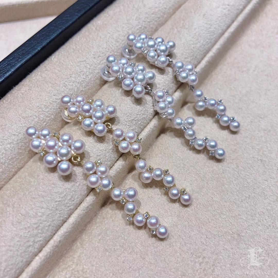 【Lustre Arc】Aurora Baby Akoya Pearl Diamond Garden Cascade Earrings For Sale 3