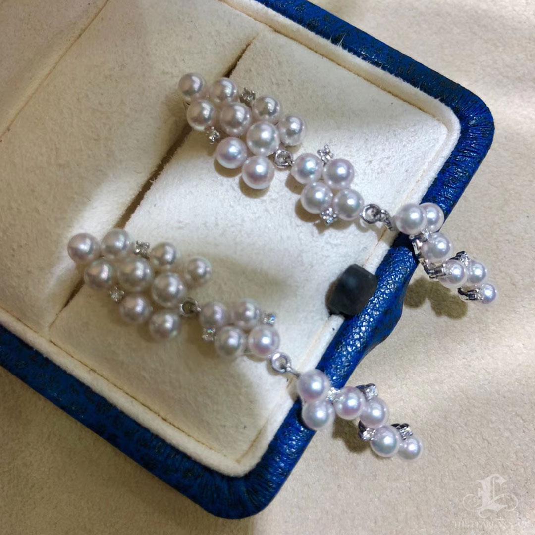 【Lustre Arc】Aurora Baby Akoya Pearl Diamond Garden Cascade Earrings For Sale 4