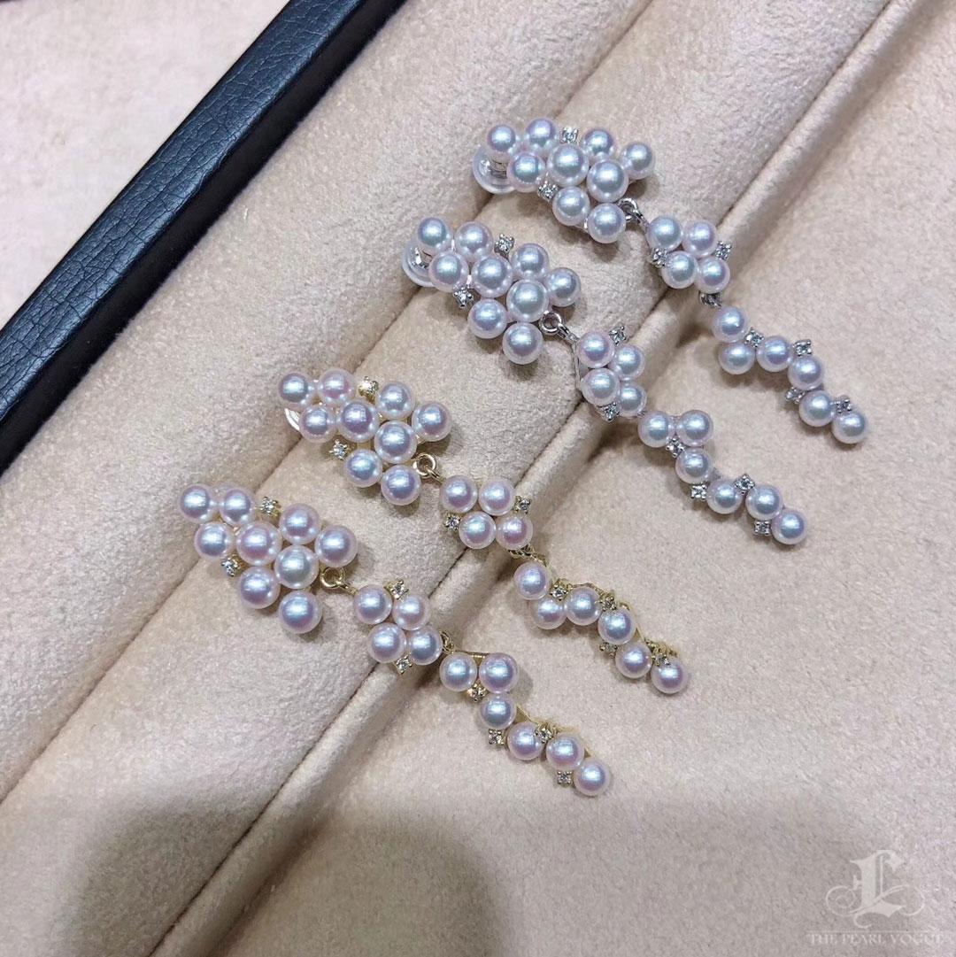 【Lustre Arc】Aurora Baby Akoya Pearl Diamond Garden Cascade Earrings For Sale 5